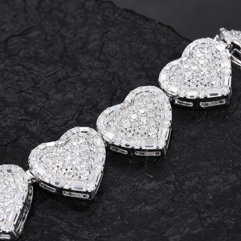 【#B230】  Sparkling Synthetic Moissanite Chain Bracelet 100% 925 Sterling Silver