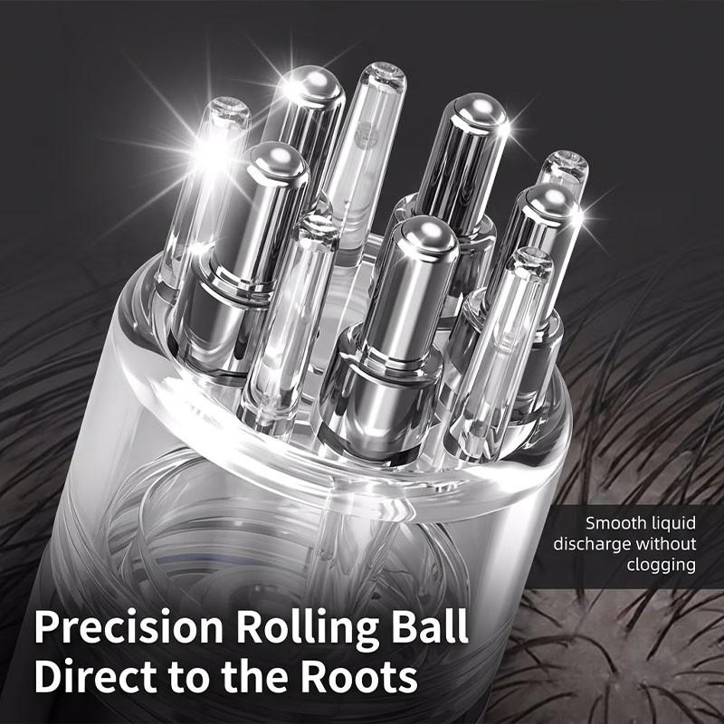 Large Capacity Scalp Dropper Set, Integrated Roller Massager, Precision Dose Control, Home Use Scalp Essence Guide Comb, 0.51oz