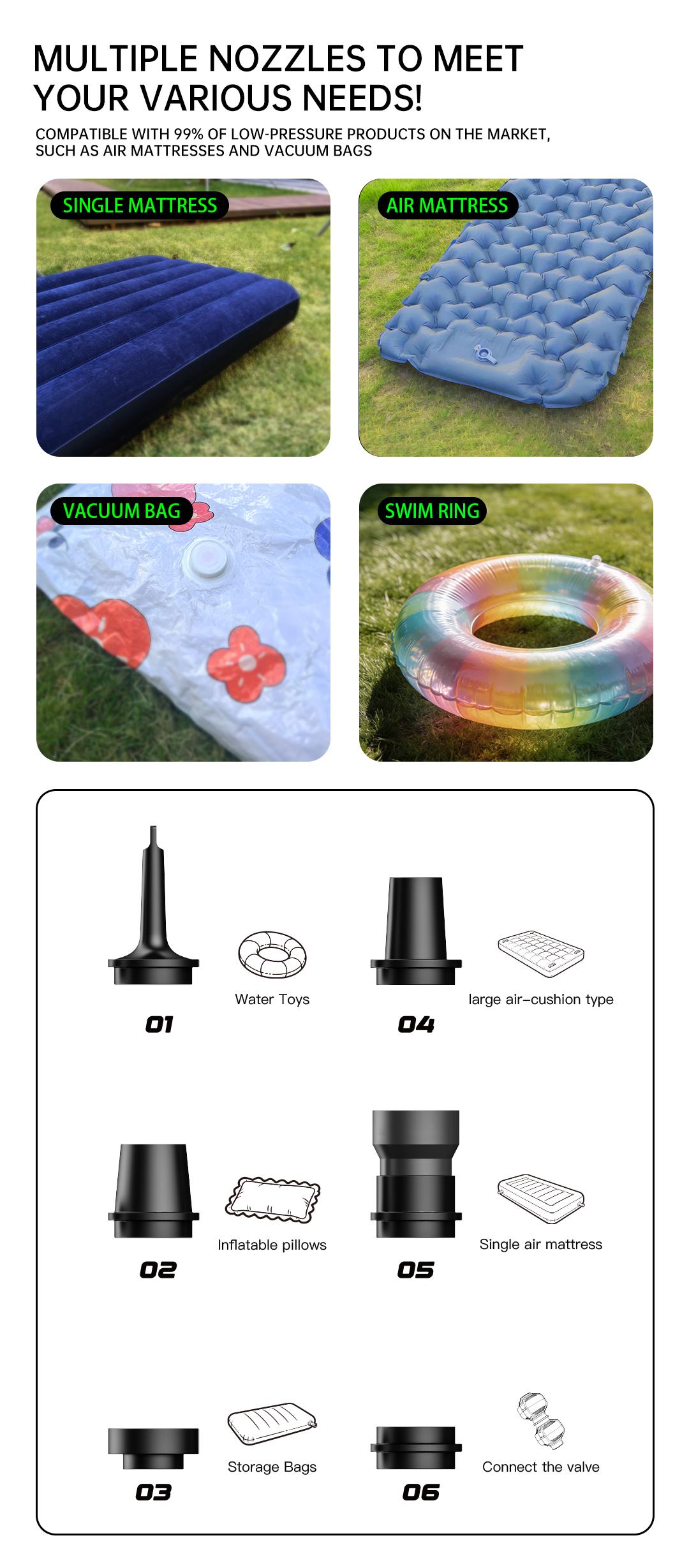 GT-02 Mini Air Pump 30g – Ultra-Light Mini Portable Electric Air Pump, 4-in-1 Inflate & Deflate Mini Vacuum Pump, Mini Inflator for Pool Floats, Air Mattress, Camping & Travel