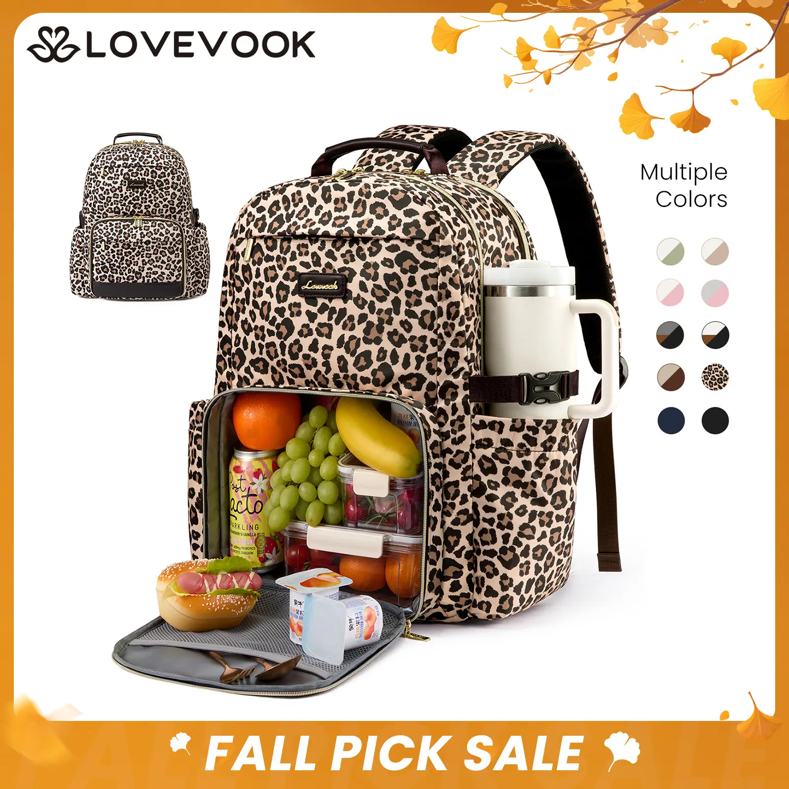 LOVEVOOK Lunch Backpack with Lunch Compartment,15.6 Inch Laptop Work Travel Insulated Cooler Backpack,Waterproof College Teacher Lunch Bag Box with Tumbler Holder,Gifts for Men Women