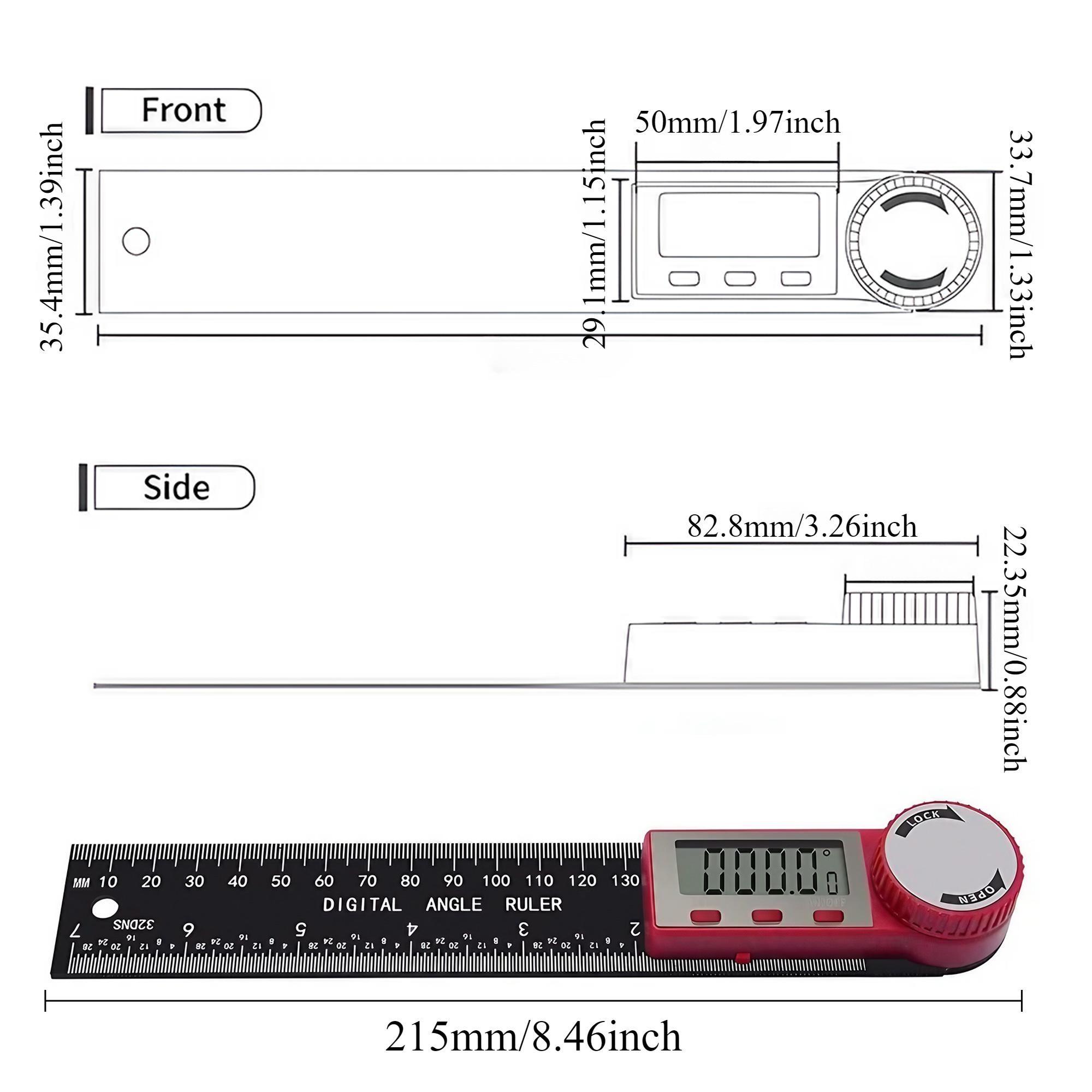 200mm digital angle ruler with dual functions for precise measurement, 360-degree free-rotating goniometer, professional-grade high-precision digital angle ruler, portable multi-function angle measuring tool