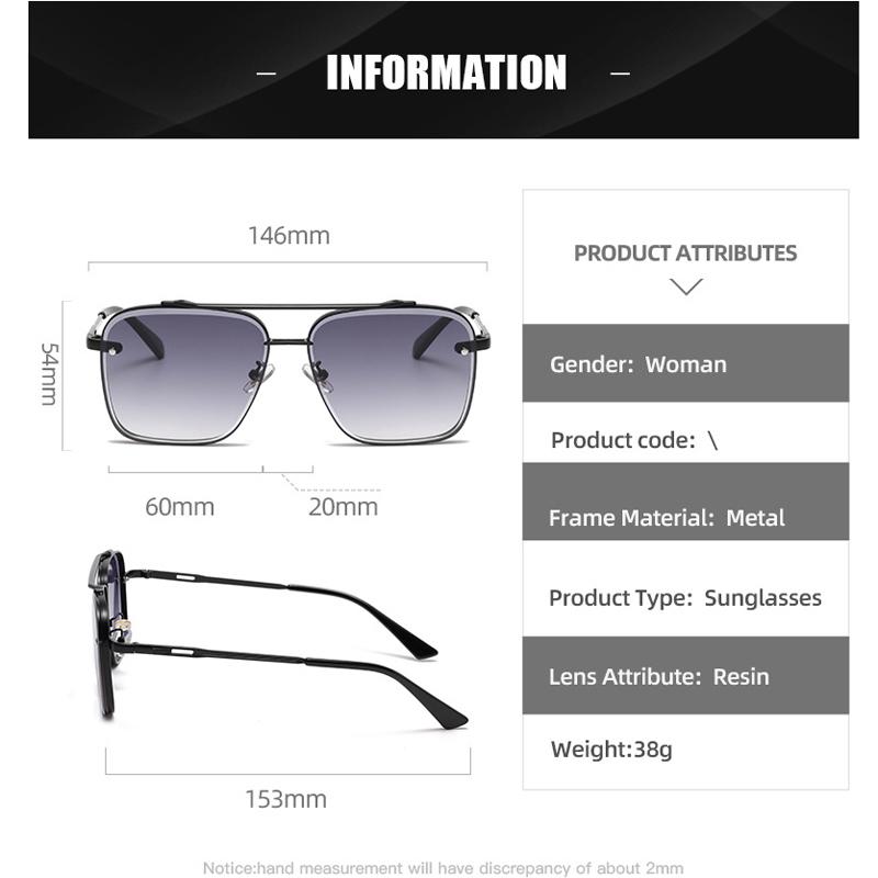 Tangle Free Flat Top Sunglasses for Women Double Bridge Aviator Sun Glass for Men Fashion UV400 Eyewears Metal Big Square Frame sun lasses snag free sunglasses sunnies style bella sunnies