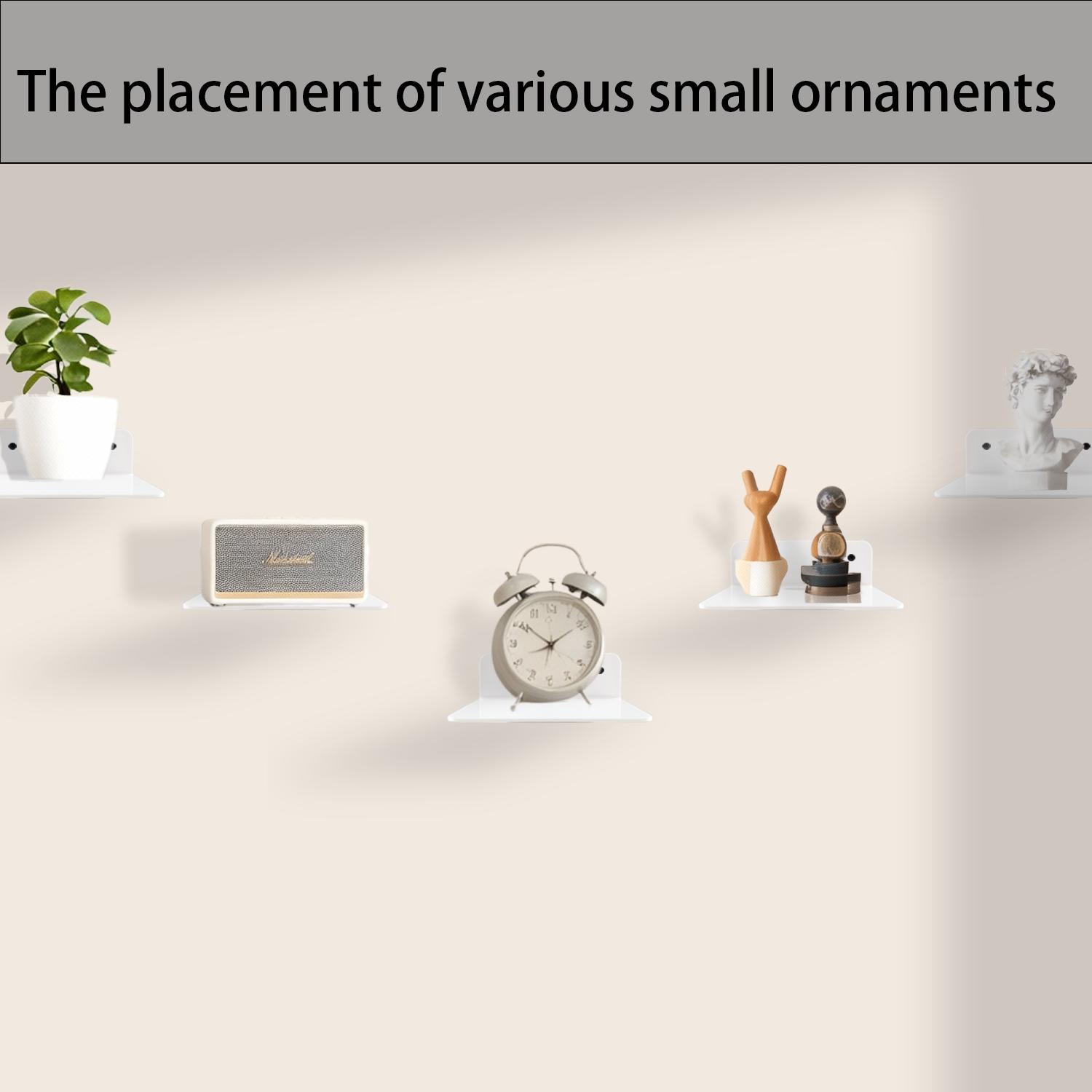 2-Pack Small Acrylic Wall Shelves, 4.92 Inch Floating Shelves for Echo Camera, Speaker Display Stand, Bathroom Living Room Bedroom