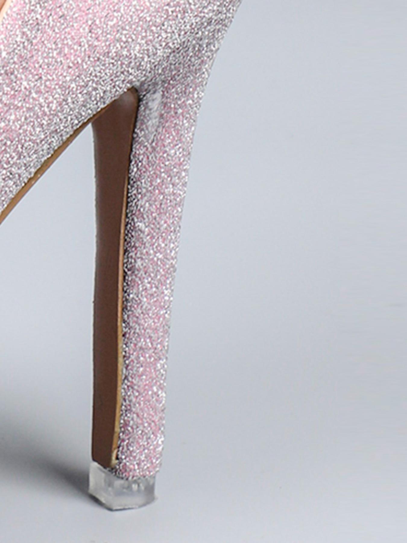 12cm High Heel Women's Shoes, Fashionable Round Toe, Sparkly Crystal Sole, Waterproof Platform, Slimming Thick Bottom, All-Season Style