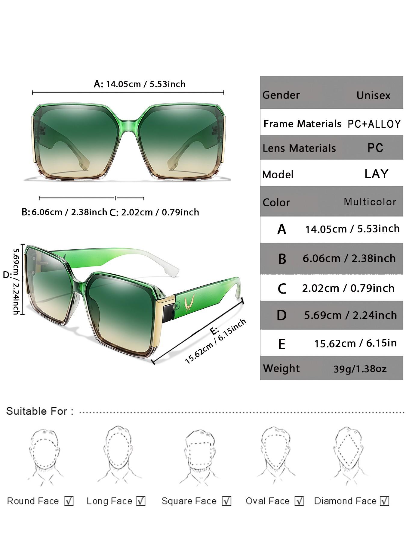 TAMWY Fashion Large Frame Outdoor Gradient Lens Glitchy Glam Sunglasses, Women's Windproof Sun Protection, Party Festival Gift