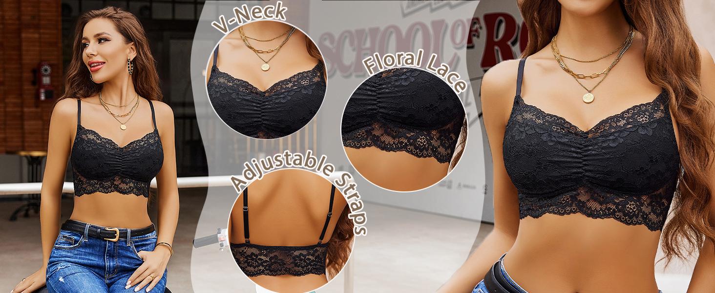Avidlove Lace Bralette for Women V Neck Cami Tank Y2k Camisoles Adjustable Spaghetti Strap Crop Top Avidlove Lace Bralette for Women V Neck Cami Tank Y2k Camisoles Adjustable Spaghetti Strap Crop Top