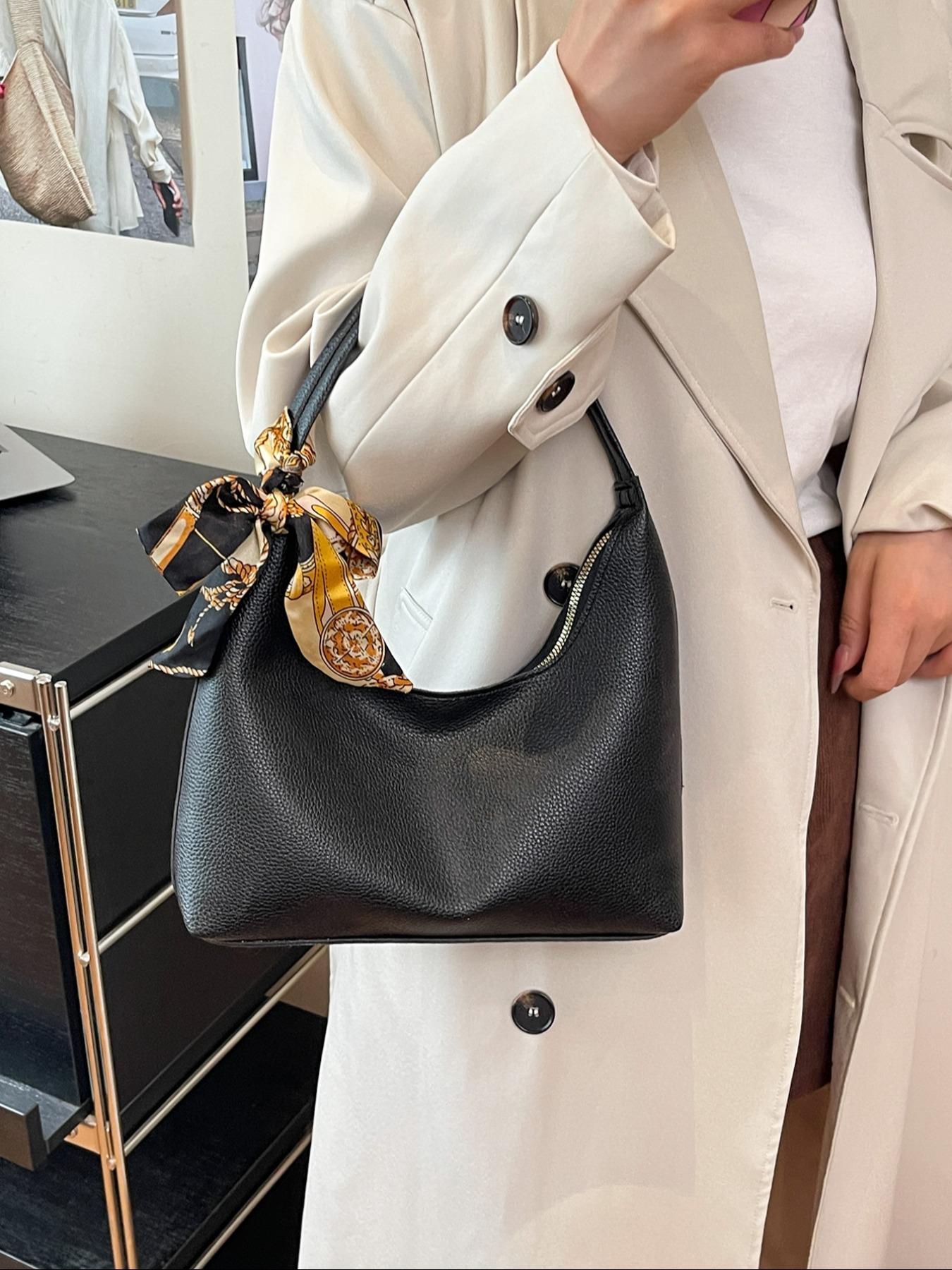 Fashion Retro Crossbody Shoulder Bag for Women, Stylish Compact Design with Scarf Detail, Perfect for Daily Use & Special Occasions, Embellished Shoulder Bag