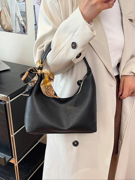 Fashion Retro Crossbody Shoulder Bag for Women, Stylish Compact Design with Scarf Detail, Perfect for Daily Use & Special Occasions, Embellished Shoulder Bag