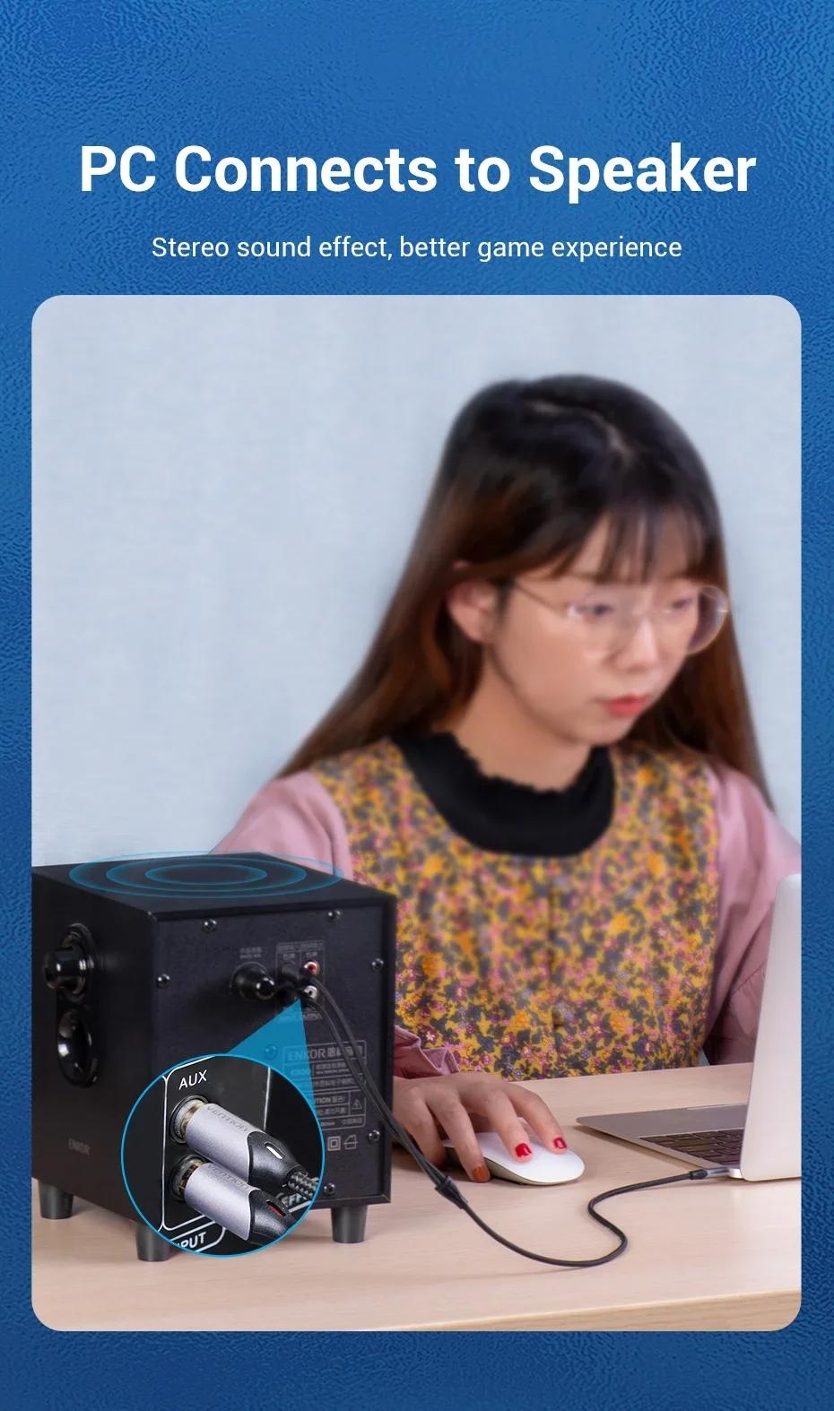 Vention RCA Cable 3.5mm to 2RCA Splitter Jack Audio Cable for Smartphone Amplifier Home Theater 3.5 AUX RCA TV Box Adaptador 0.5m 1m 1.5m 2m 3m 5m