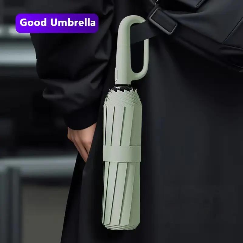 Creative Ring Handle 10k Dual Bone Rain Umbrella Set, Windproof Waterproof, Portable Design, Automatic Opening, Four-Piece Combination, Folding Umbrella, Rainproof Umbrella