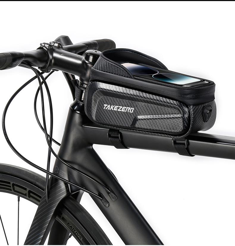TAKEZERO Bicycle Front Top Tube Bag Touch Screen Bicycle Frame Bag Bicycle Bag 1L Large Capacity Adjustable Cycling Bag Bicycle Accessories