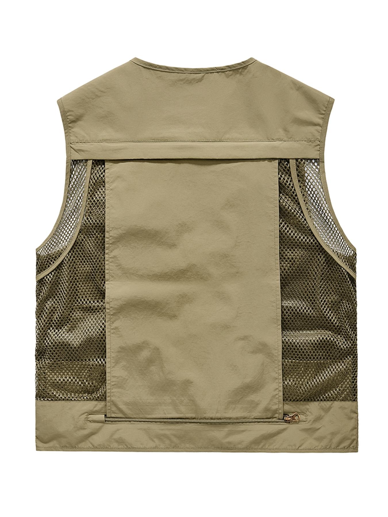 Men's Multifunctional Mesh Ventilated Vest, Outdoor Hiking Jacket, Multiple Pockets, Fishing Photography, Loose Fit, Summer Camping