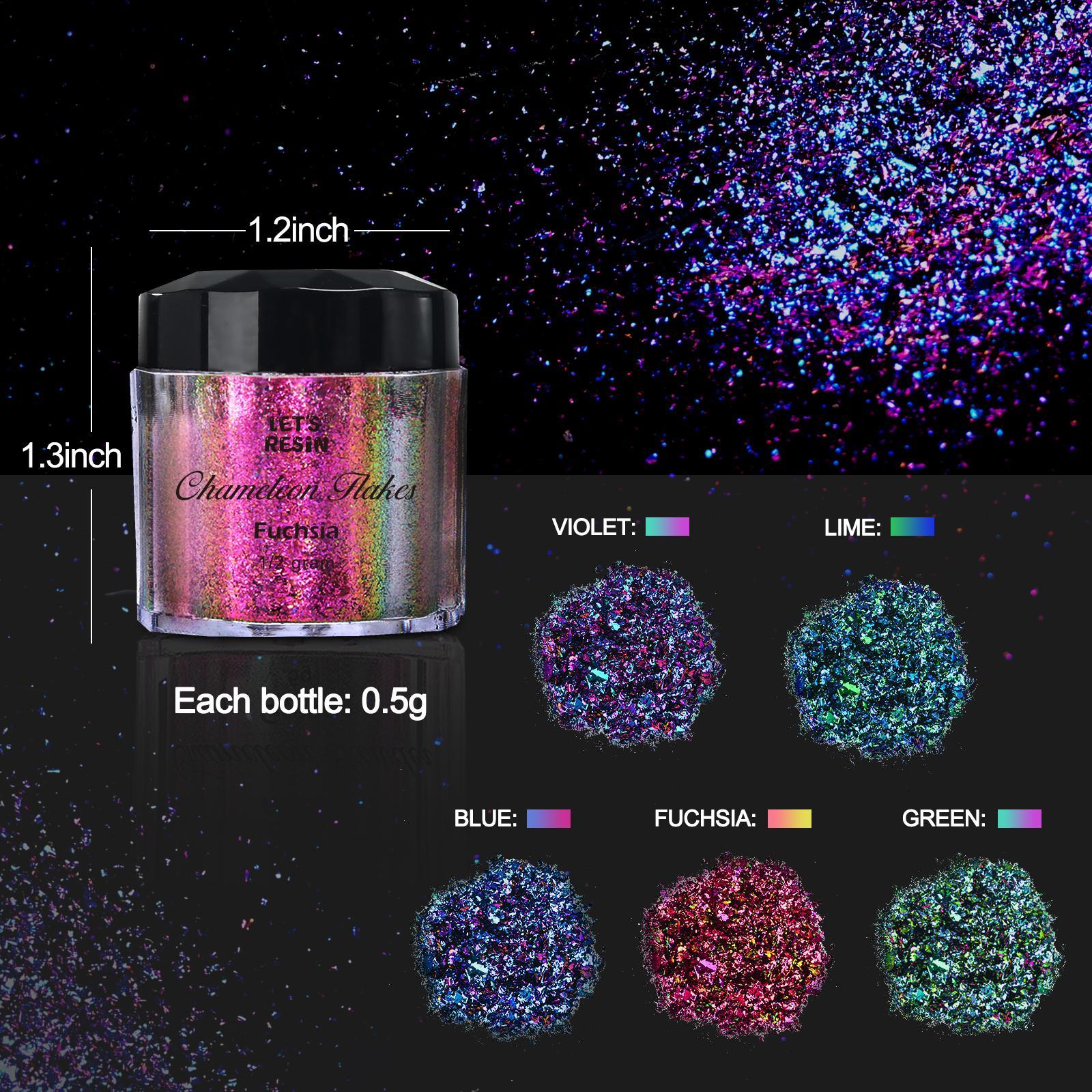 Chameleon Flakes, Resin Supplies -Intense Color Shift Pigment Powder for Resin Molds/Tumblers, Chrome Powder Pigment for Christmas Nail Art/Paint/Soap Making - LET'S RESIN