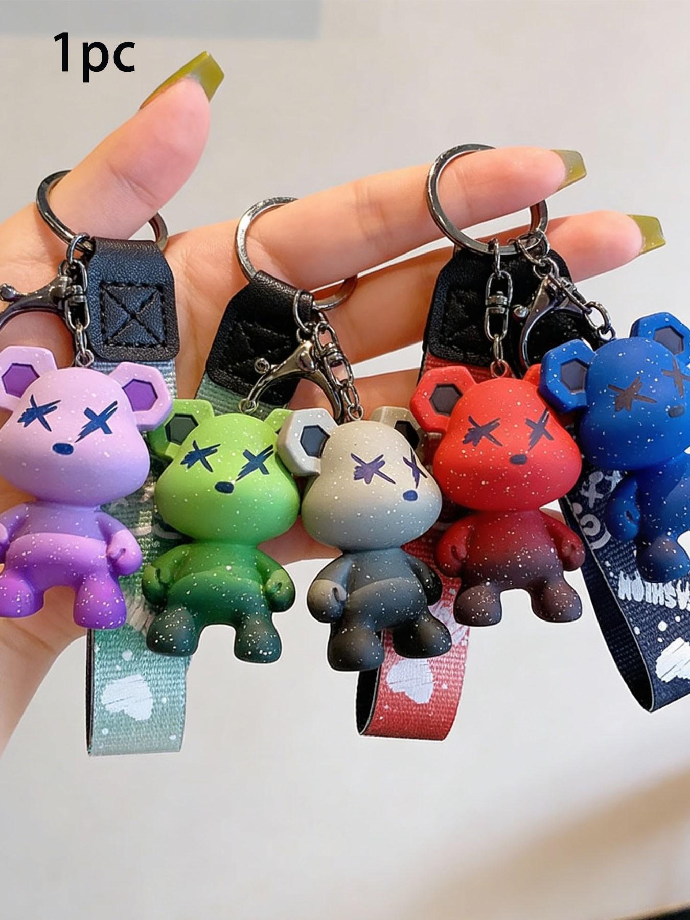 Gradient Starry Sky Bear Keychain, Cool Street Style, Dull-Resistant, Wear-Resistant, Can Hang Backpack/key, Show Personal Attitude