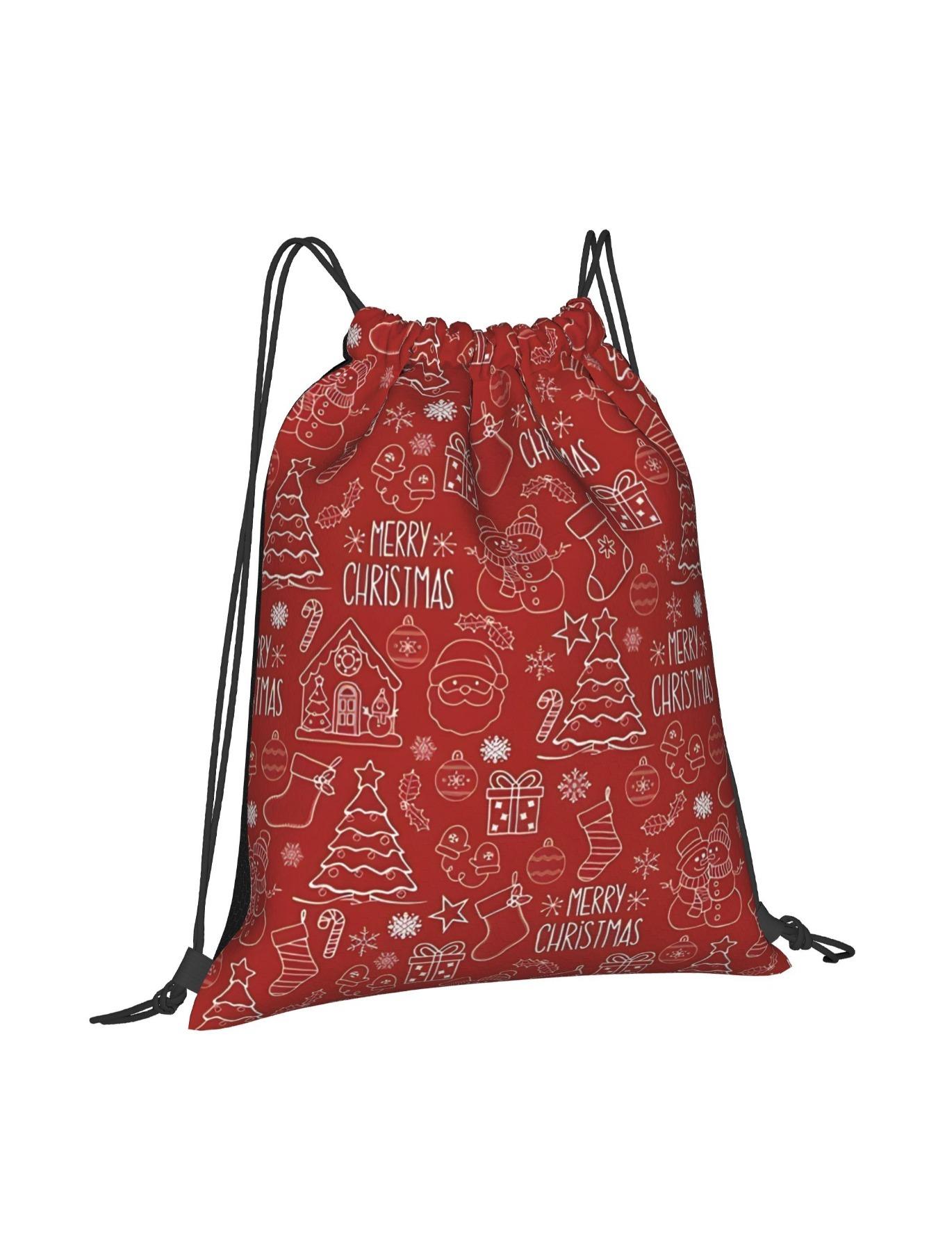 Christmas Backpack with Drawstring Closure, & Snowflake Design, Durable for Gym, School, Travel, Perfect Gift