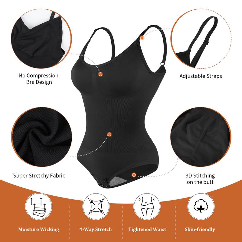 Shapewear for Women Butt Lifter Bodysuit Tummy Control One-Piece Tummy Tucking Bodysuit Shapewear Womenswear Comfort Spaghetti Strap Hip Snatched Underwear Basic Minimalist