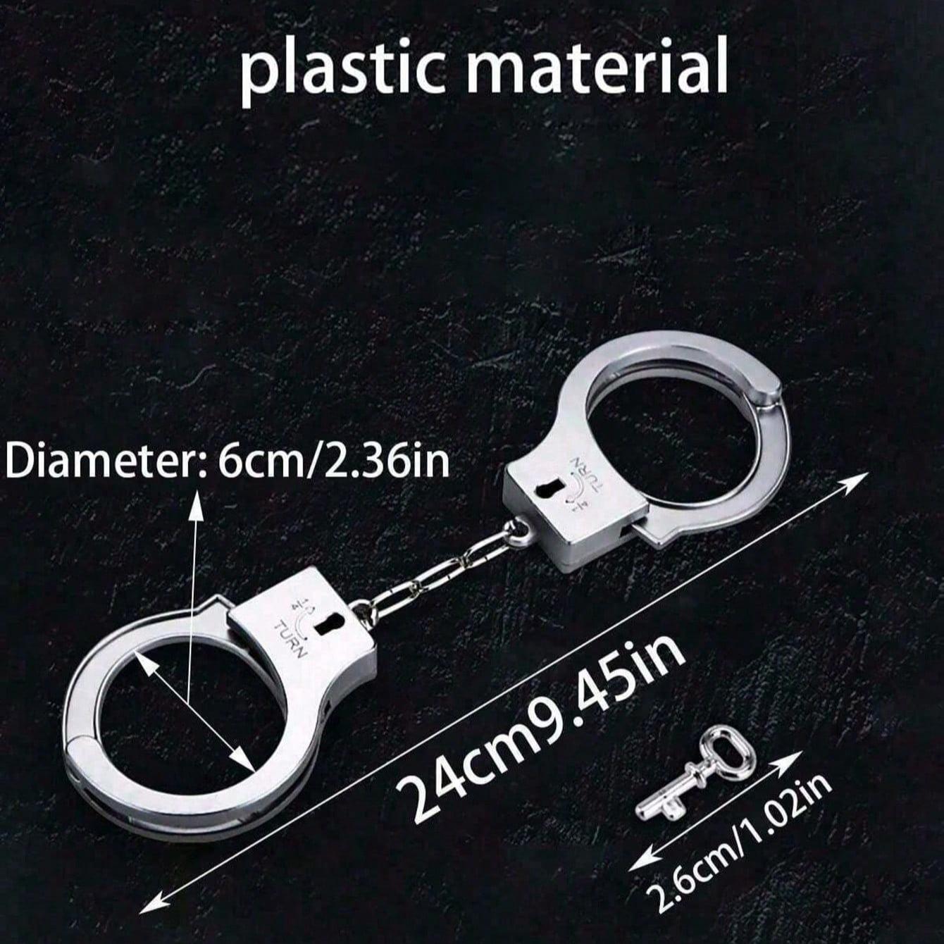 Vintage Silver Plastic Handcuffs, Multi-Functional Sexy Handcuffs, Suitable For Daily Use, Halloween Costumes, Parties, And More, Fun And Durable, Perfect For Role Play And Stage Performances, Costume Accessories, Party Favors, And An Ideal Holiday Gift