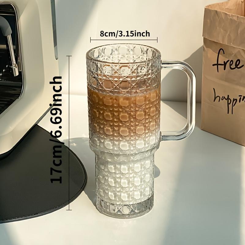 1PC 530ml/18oz Large Capacity Straw Cup with Lid, Fashionable INS Style Summer Iced Coffee Cup, Reusable Drinking Cup, Suitable for Coffee, Tea, Whiskey, American Espresso and Latte, Tumbler