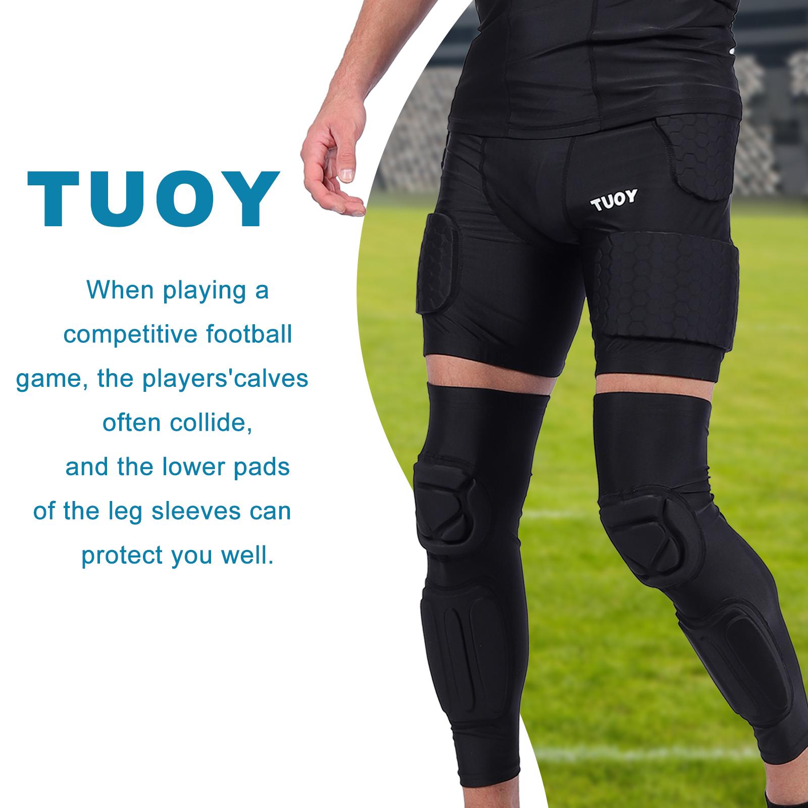 TUOY Knee Pad with Shin Guard Pads, Protective Shin/Knee Sleeve Support for Soccer, Football, Basketball, Wrestling, Volleyball (A Pair)