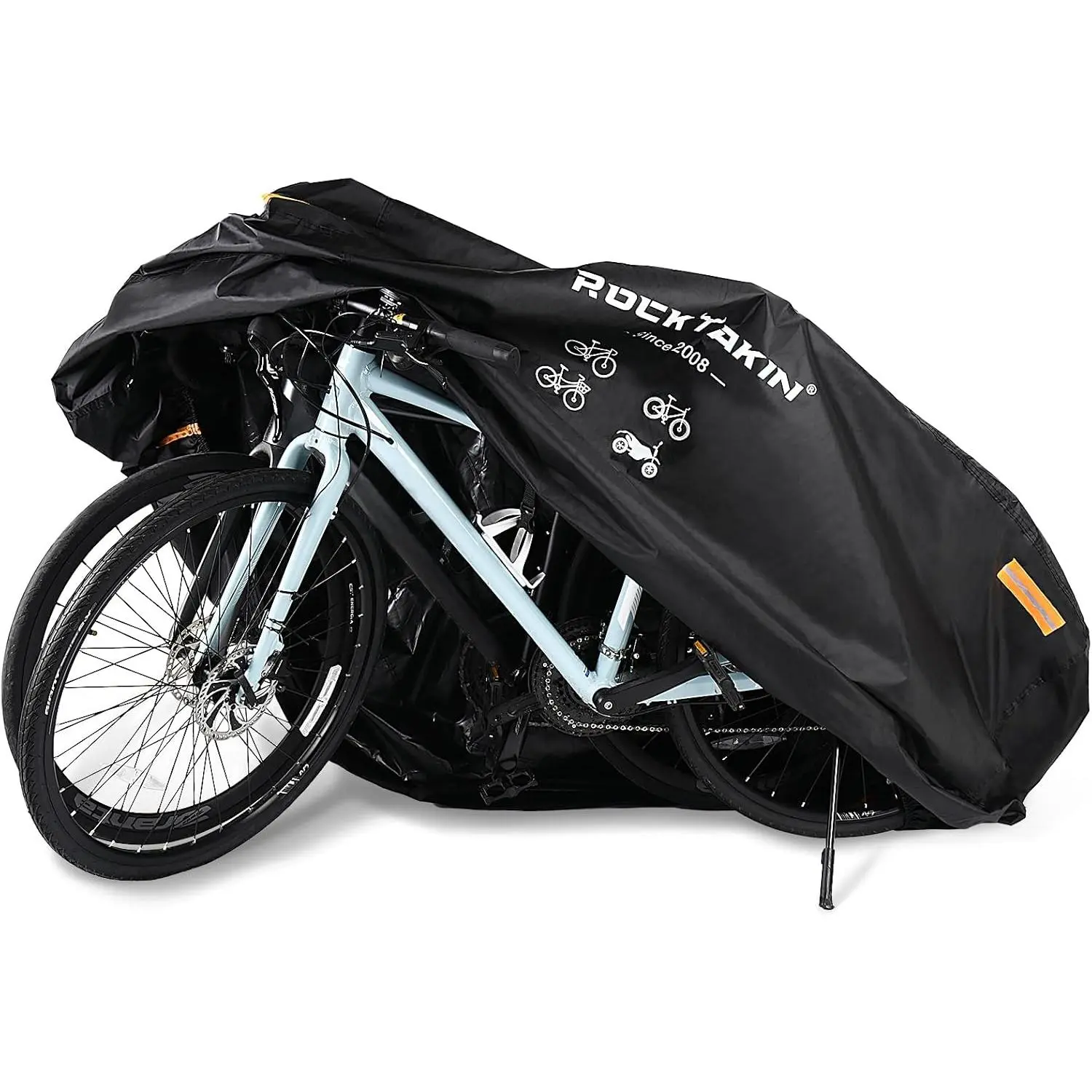 Bike Cover for 2 or 3 Bikes Outdoor Waterproof, 300D Oxford Heavy Duty Bicycle Cover Rain Dust UV Wind Proof Bike Tarp with Reflective Strips Storage Bag for Mountain Road Electric Bike
