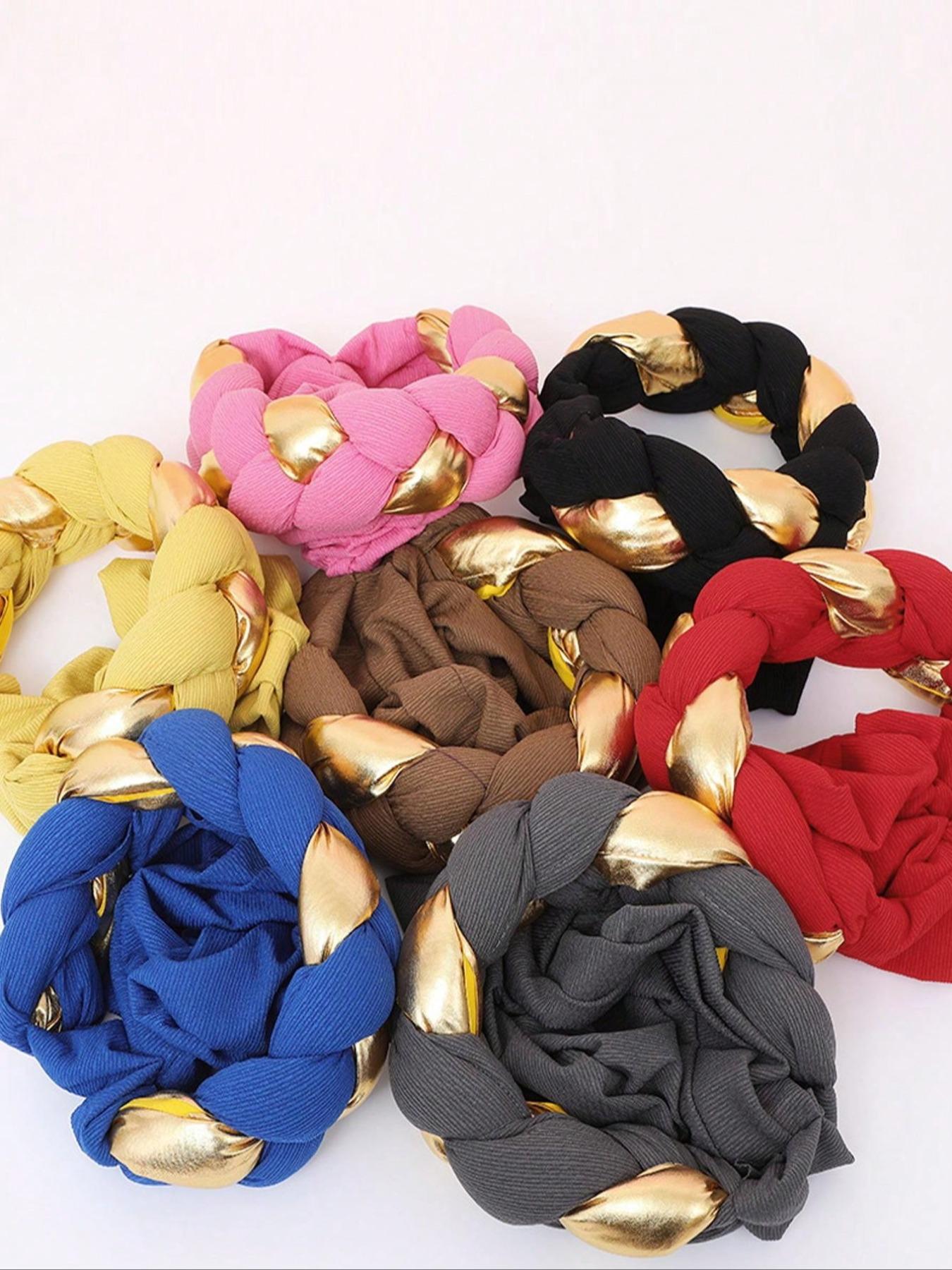 Women's Knitted Headscarf Hat, Braid Design, Puff Ball Style, Comfortable Fit for Daily Wear & Parties, Turban Hijab, Turban Wrap, Fashion Hair Scarves