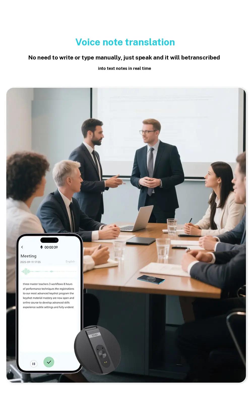 AI Translator Voice Recorder Note Recorder, Translation 146+ languages with Real time Translation, Magnetic Phone Holder, Supports Video and Voice Call Translation, Travel Socializing Lectures Meetings Interviews