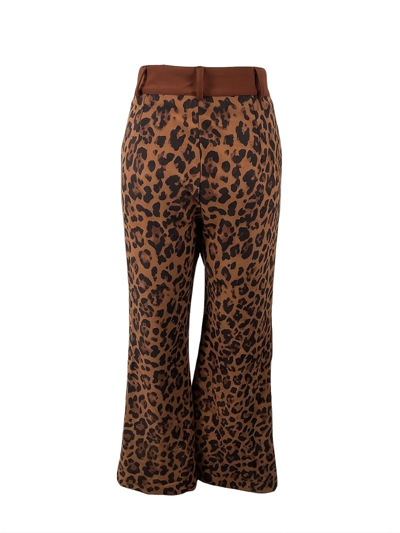 Fashion Leopard Print Flared Pants, Fringe Design, Retro Style, Daily Wear, Vintage Personality, Women's Casual Leggings Fashion Leopard Print Flared Pants, Fringe Design, Retro Style, Daily Wear, Vintage Personality, Women's Casual Leggings