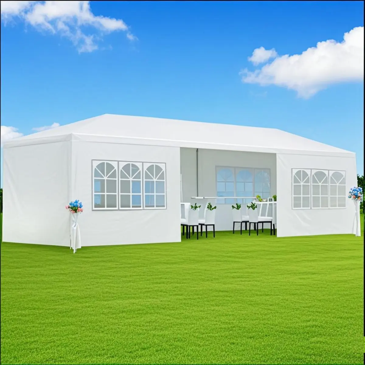 Aobtkel10x30' Outdoor Garden Gazebo Wedding Party Tent Canopy Marquee with 8 Removable  Sidewalls
