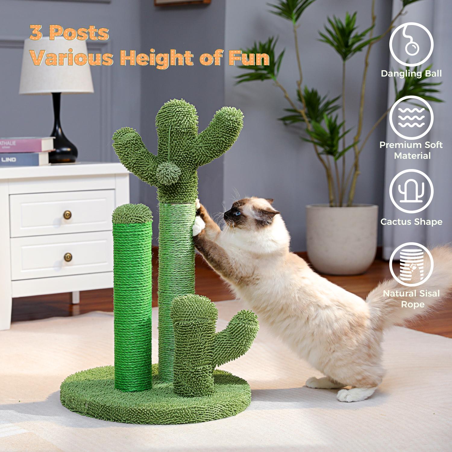 Cute Cactus Shaped Cat Scratching Board - Green Design with Cactus-Shaped Stands, Ideal for Cats and Small Pets