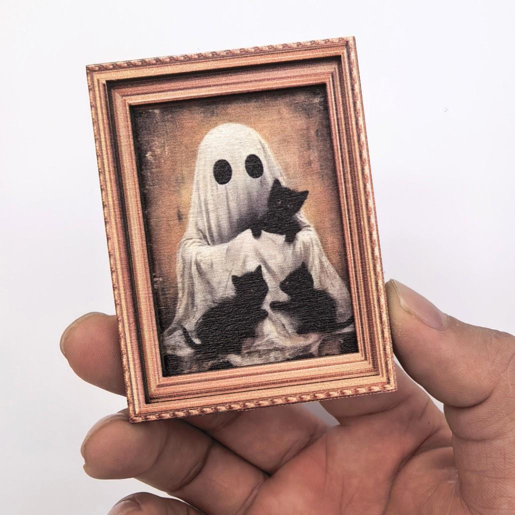 1pc Halloween Magnetic Refrigerator Decoration Magnet, Fridge Magnet, Vintage Ghost Witch Design, Wooden Frame, No Power Needed, Ideal Gift for Family & Friends，halloween gift, Refrigerator Decorating Magnet