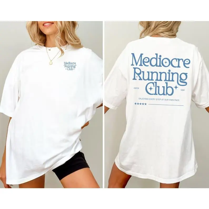 Mediocre Running Club  Tee: Sporty Graphic Workout Shirt