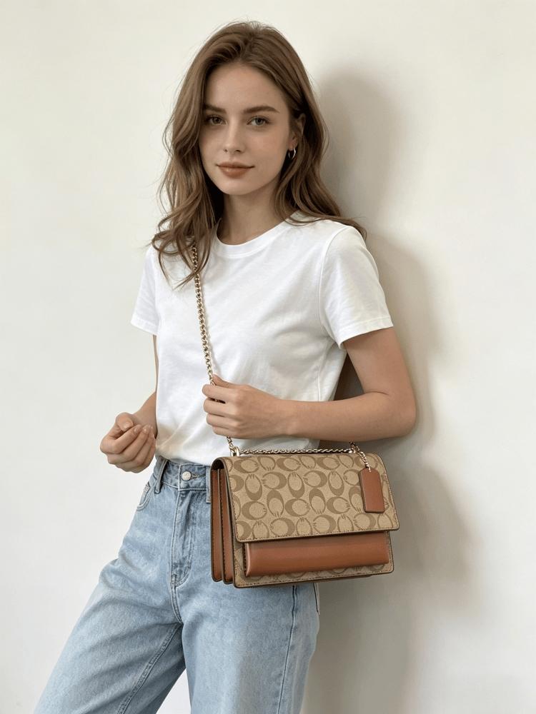 Elegant Women's Crossbody Shoulder Bag, Snake Skin Pattern PU Leather Handbag, Chain Design, All Season Use, American Retro Style