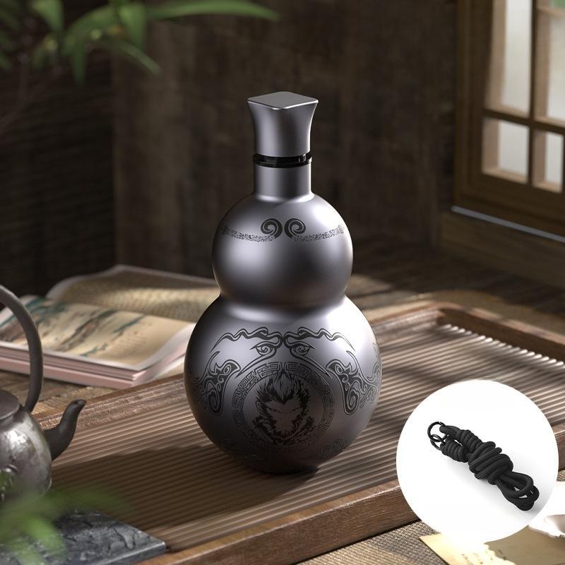 Vintage Chinese Style Gourd Design Thermos Bottle, Stainless Steel Insulated Bottle, Portable Drinking Cup for Home Office Outdoor, Drinkware