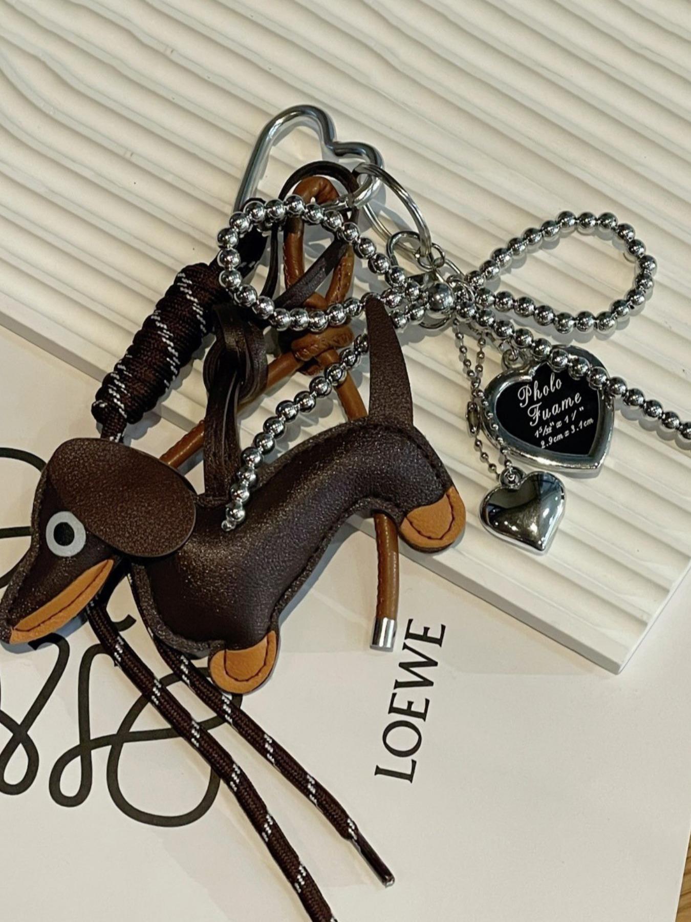 Adorable Weimaraner Dog Keychain, Unique Car Key Ring, Bag Charm, Braided Lanyard, Heart Frame Key Holder, All-Season Accessory