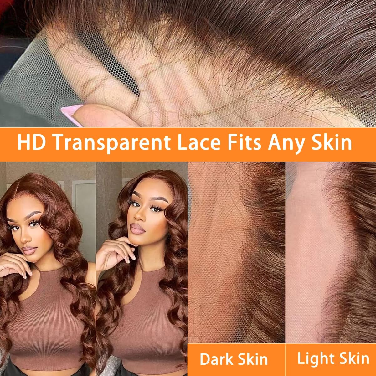 Chocolate Brown Lace Frontal Wigs Human Hair 13x4 Body Wave Lace Front Wigs for Women 180% Density Glueless Wigs pre Plucked with Baby Hair