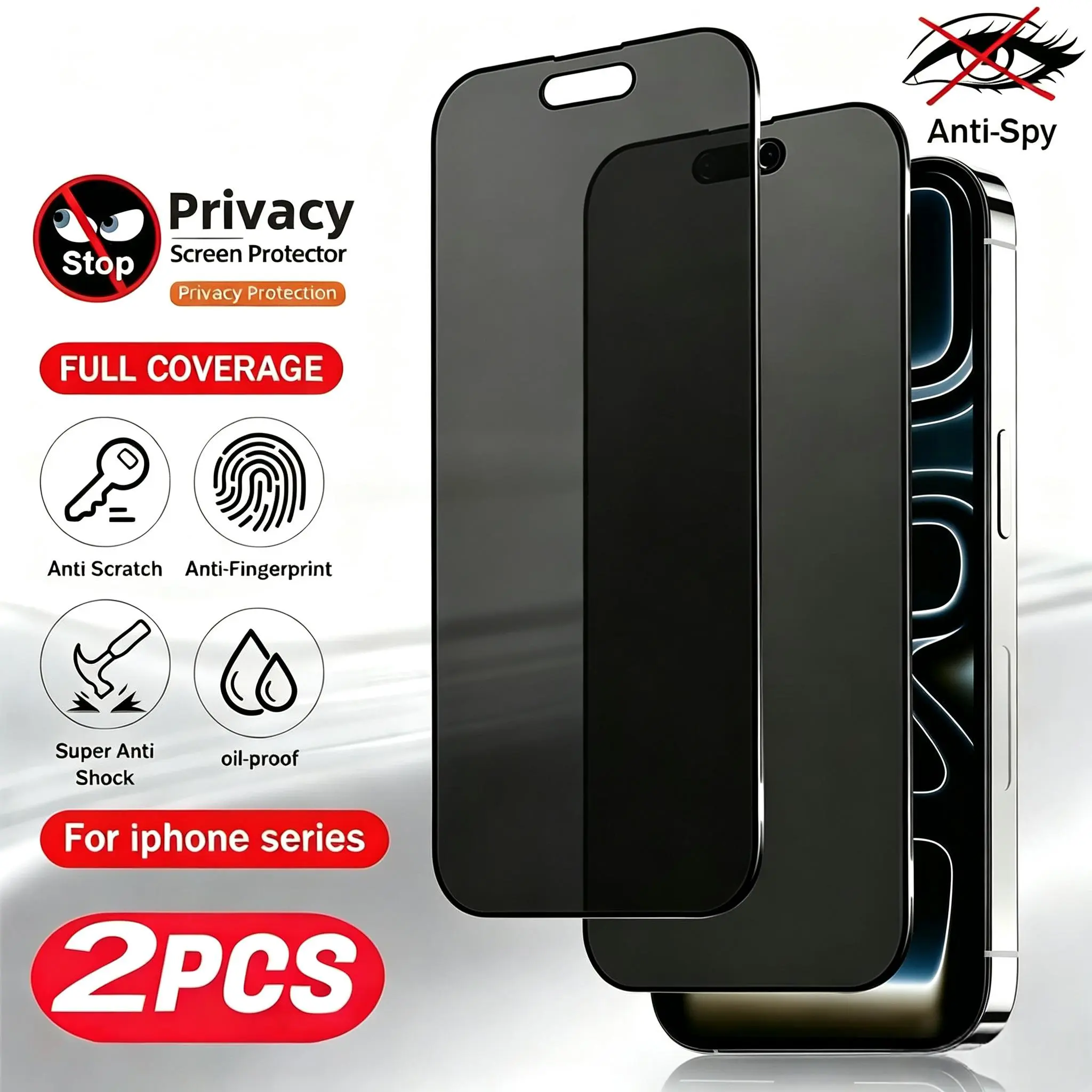 2-Pack Privacy Ceramic Screen Protector Films, Shockproof Smartphone Accessories, Shockproof Cellphone Accessories for iPhone 17 Pro Max/17 Pro/17 Air/16 Pro Max/16 Pro/15 Pro Max/15 Pro/15/14 Pro Max/14 Plus/13 Pro Max