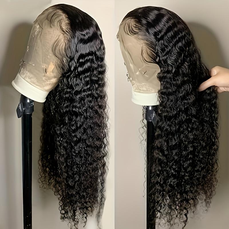 Bling Hair Deep Wave Lace Front Wigs Real Hair 180% Density 13x4 HD Lace Frontal Wigs for Black Women Pre Plucked with Baby Hair Natural Color
