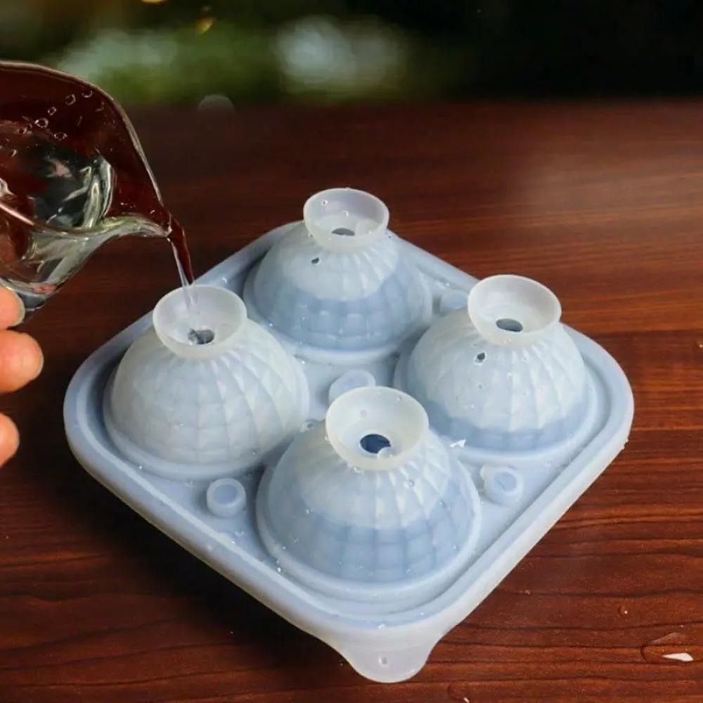 Large Silicone Sphere Ice Ball Mold With Built-in Funnel,  Crystal Clear Ice Maker For Whiskey Cocktail Bar Drink Tools