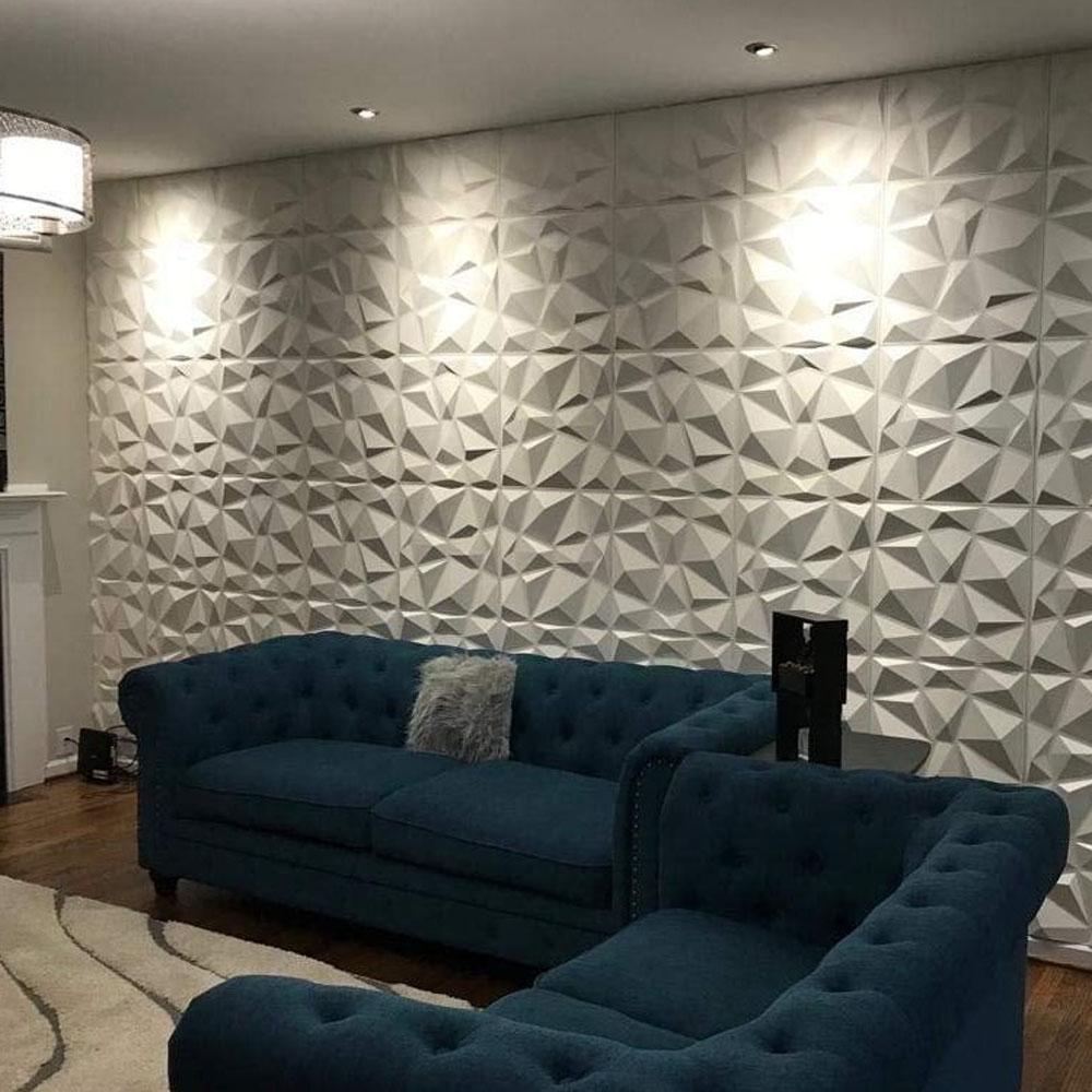 3D Diamond Pattern Wall Panel for Indoor Wall Decoration, Durable PVC Material, Perfect for Home Living Room & Bedroom Walls, Indoor Use, Wallboard Panel