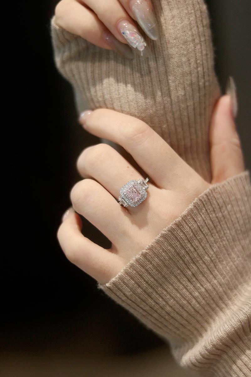 【#323 Princess Aurora】Double-halo 2Carat Synthetic Moissanite/CZ Ring in 925 Sterling Silver For Women