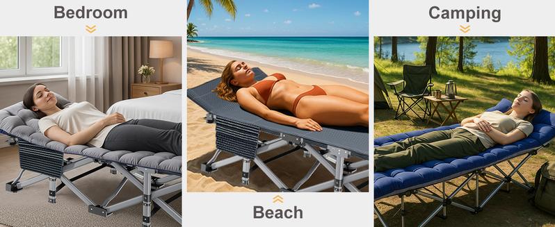 MOPHOTO 75" Portable Camping Cot for Adults,Guest Bed Sleeping Cot with Mattress,Heavy Duty Outdoor Folding Bed with Carry Bag Travel Home Office Nap