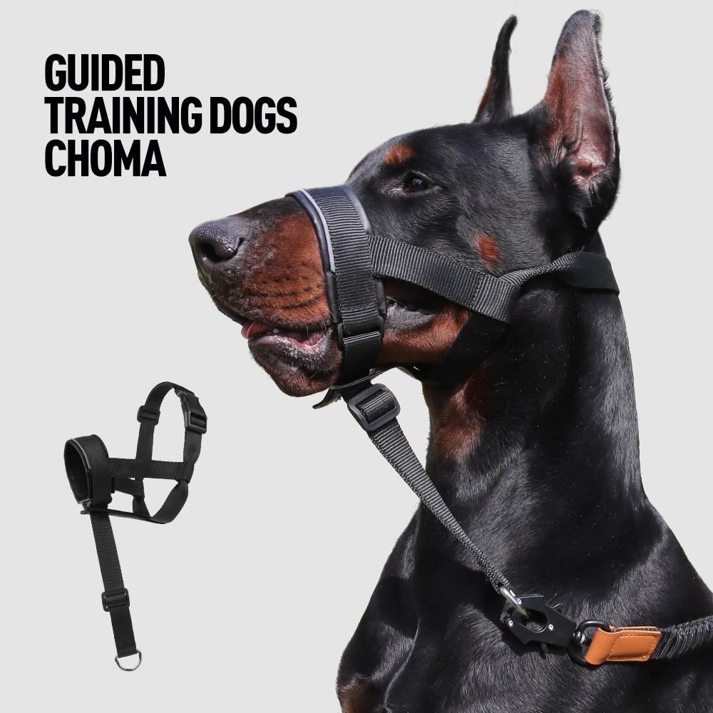 Adjustable Leather Dog Muzzle, Anti-Bite and Bark Control, Harness-Attached, Medium to Large Dogs, Durable Pet Accessory
