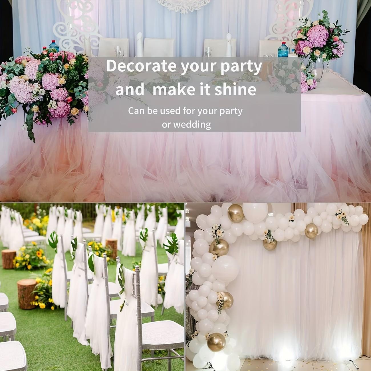 25m Roll Sheer Tulle Fabric, Multiple Sizes & Colors, for Wedding Backdrop, Party Arch, Ceiling & Stair Decoration