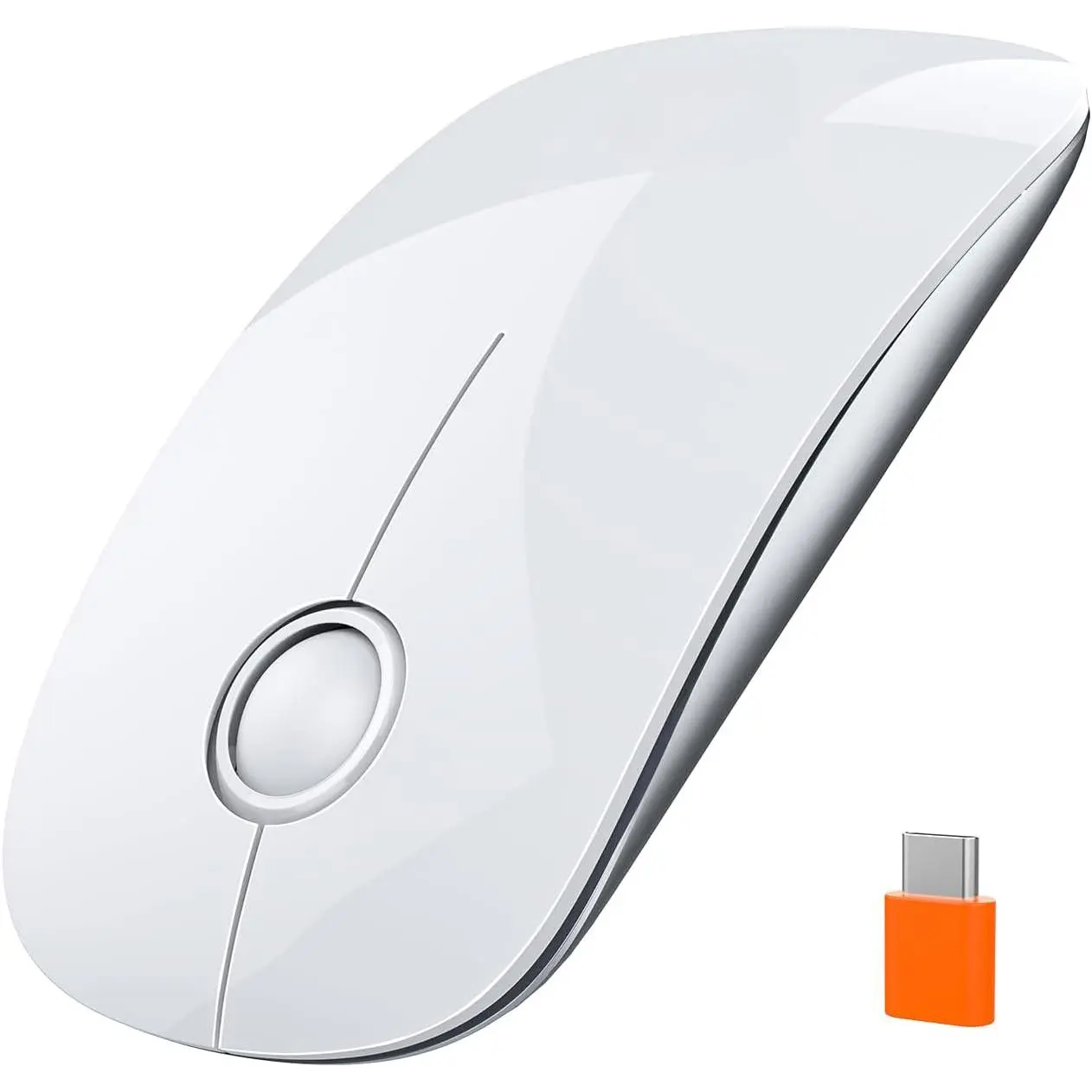 USB C Wireless Mouse for MacBook, 2.4GHz USB-C Receiver, White| Silent Clicks, Ambidextrous Slim Design, 800/1200/1600 DPI, Portable Type-C Mouse for Laptop, Chromebook, Mac, macOS