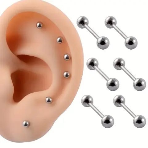 Stainless Steel Ear Ball Studs, 3 Pairs Simple Light Ball Decor Stud Earrings Set, Helix Earring, Fashion Jewelry for Party, Daily Clothing Decor for Girl, Birthday Gift, Hypoallergenic Earrings