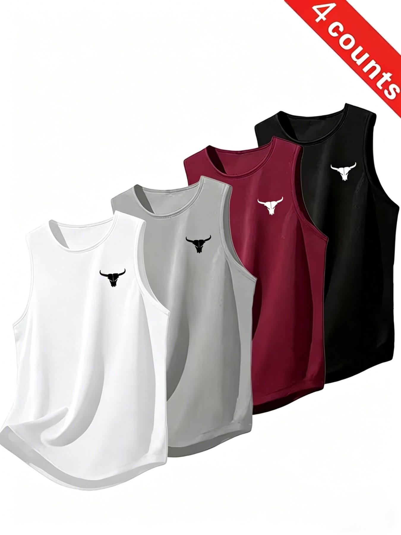 4-Pack Summer Fashion Men's Gym Sports Sleeveless Tank Tops, Breathable Sweat-Wicking Loose Fit Quick-Dry Basketball Shirts, Athletic Apparel, Workout Vests 4-Pack Summer Fashion Men's Gym Sports Sleeveless Tank Tops, Breathable Sweat-Wicking Loose Fit Quick-Dry Basketball Shirts, Athletic Apparel, Workout Vests