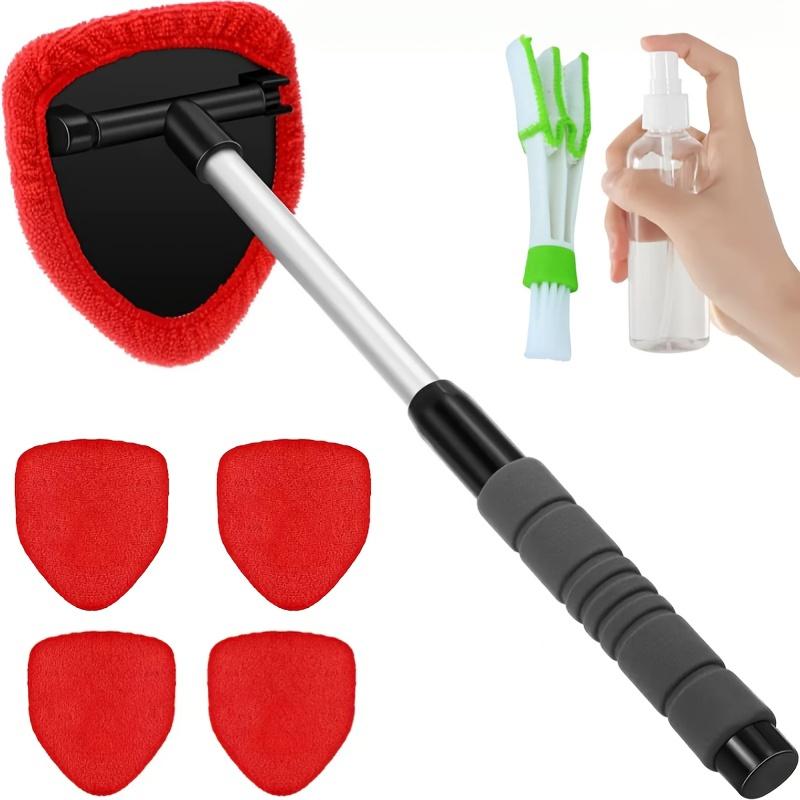 8pcs Windshield Cleaning Kit, Car Cleaning Supplies, Including 5 Reusable And Washable Microfiber Pads And Car Windshield Wiper Set with Retractable Handle