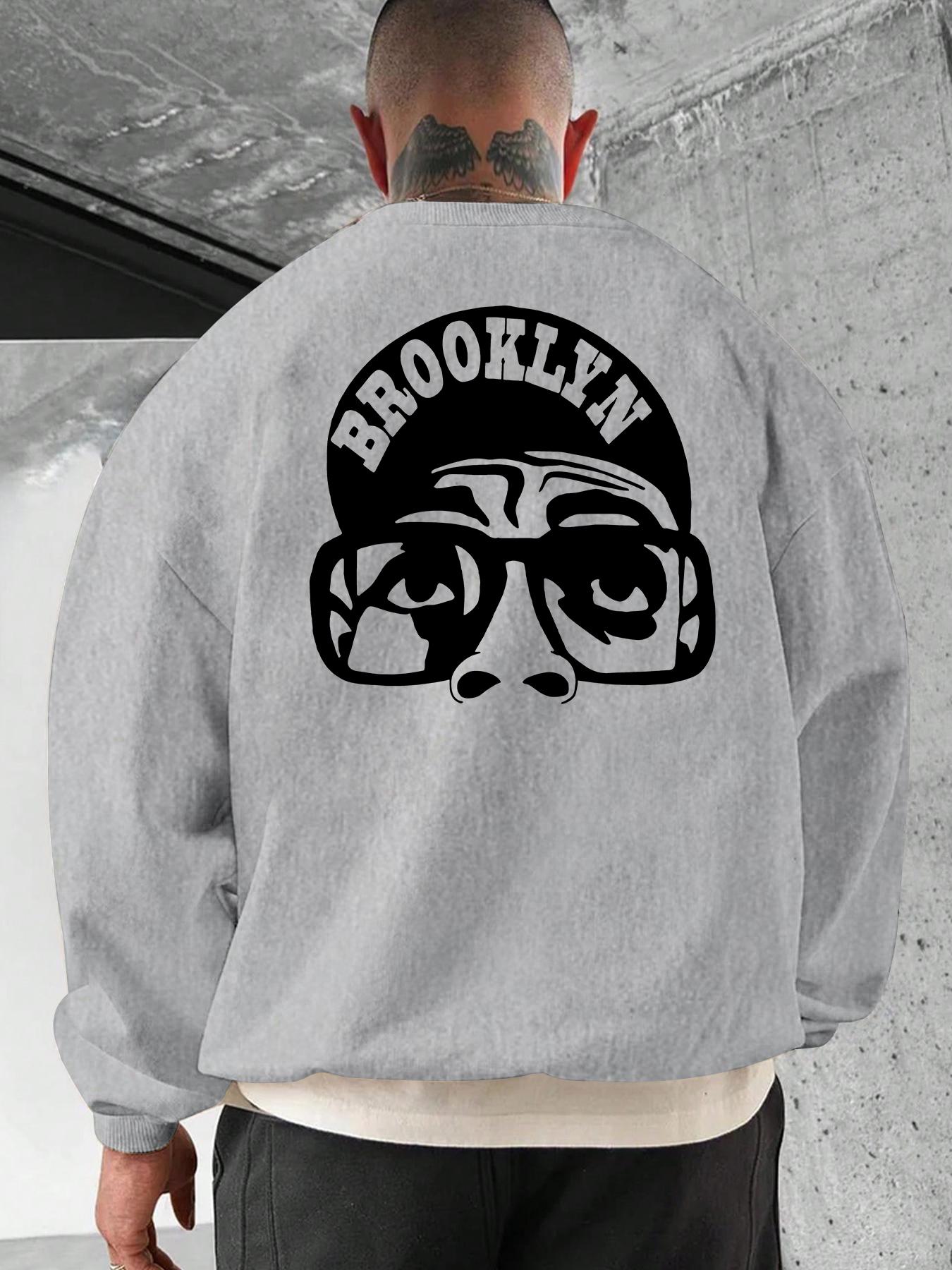 Men's Regular Fit Cartoon & Letter Print Drop Shoulder Sweatshirt, Casual Soft Comfy Long Sleeve Round Neck Pullover for Fall & Winter, Men's Clothes for Daily Wear