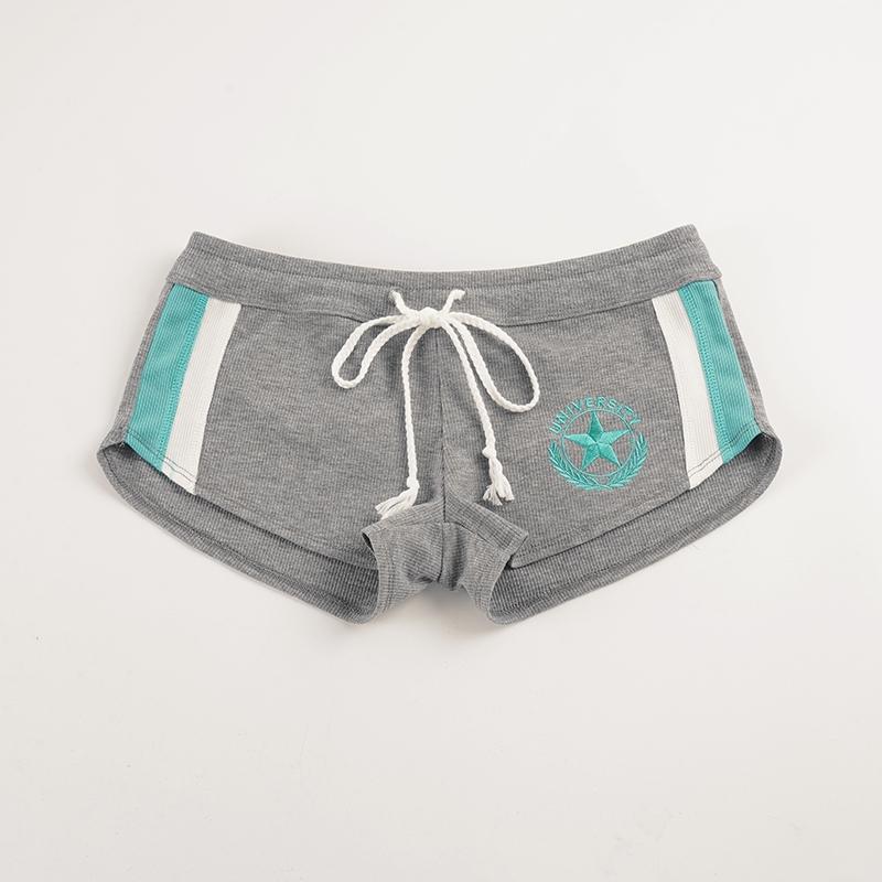 Vintage Embroidered Low-Waist Shorts, Y2K Tie-Back Elastic Waist, Patchwork Casual Sporty Hot Girl Shorts for Women