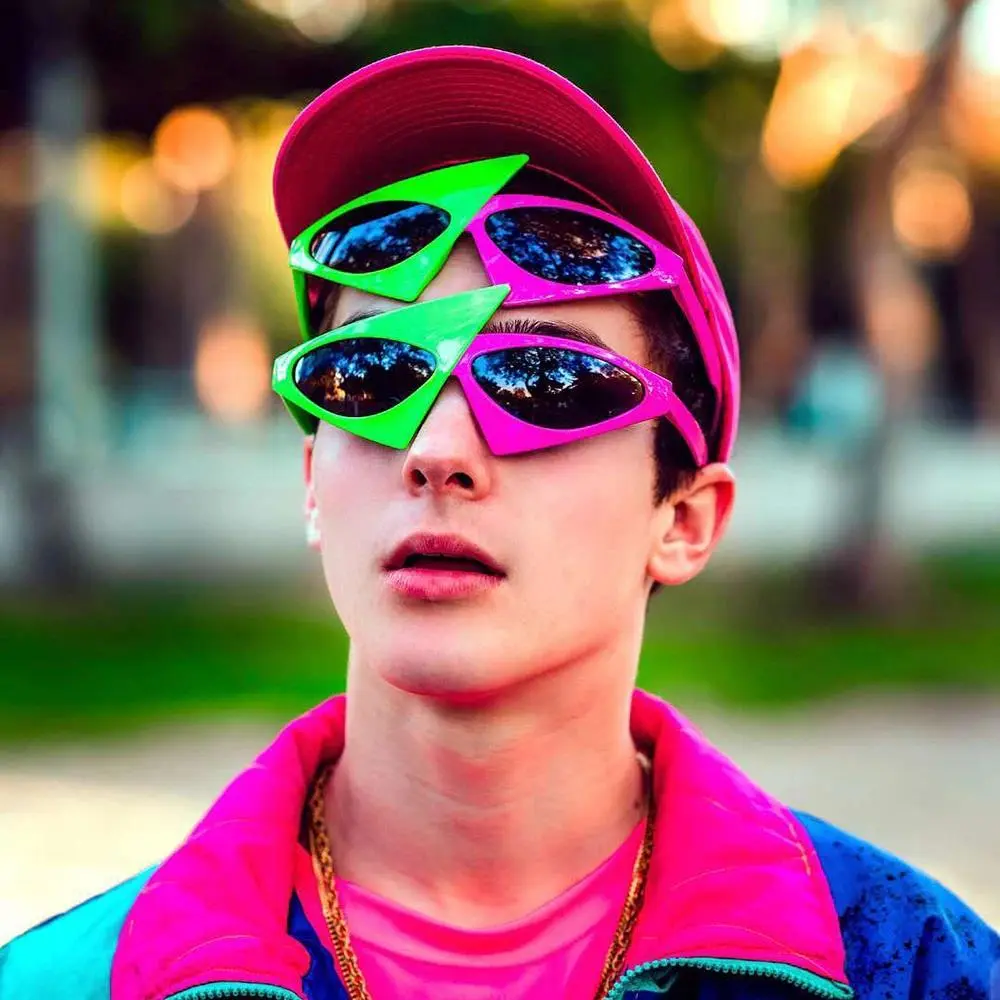 Green Red Glasses Fancy Party Festival Sunglasses Hip Hop Unique Y2K Roy Purdy Funny Shades 2026 Trending Product